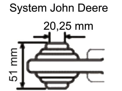 Oberlenker A 20,25 mm; B Kat. 2 mit Fanghaken , M 30 x 3,5, 590 – 830 mm, Hülse schwarz pulverbeschichtet, für John Deere