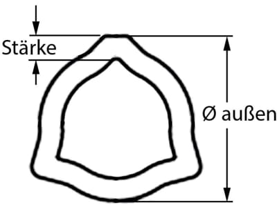 Bondioli & Pavesi Profilrohr Standard dreikant 100; Global 1; G1, außen, 32,5 x 2,6 mm, 3.000 mm, 125033000