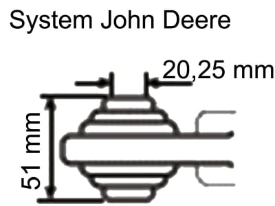 Oberlenker A 20,25 mm; B Kat. 2, M 30 x 3,5, 640 – 890 mm, Hülse gelb verzinkt, für John Deere