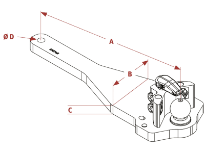 Walterscheid Kugelbalken "KBa83070B" mit Kugel 80, 755 x 230 x 40 mm für Anhängebock Traktor, 8003285