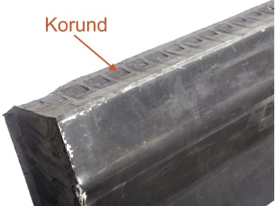 Schürfleistensatz für Kronberger / Hydrac U-III-300 C, 2.865 x 190 mm, Stärke 50 mm, Stahl; Gummi; Stahl (Korund)