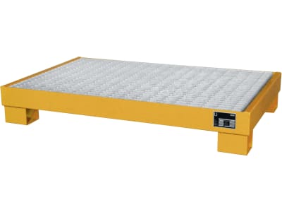 BAUER® SÜDLOHN Auffangwanne "AW 60-3/M" Auffangvolumen max. 74 l, für 6 x 60 l-Fass, mit Gitterrost, lackiert gelborange (RAL 2000)