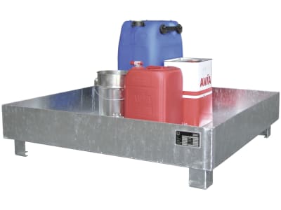 BAUER® SÜDLOHN Auffangwanne "WO 4/200 v", 1.200 x 285 x 1.200 mm, Auffangvolumen max. 230 l, feuerverzinkt, ohne Gitterrost