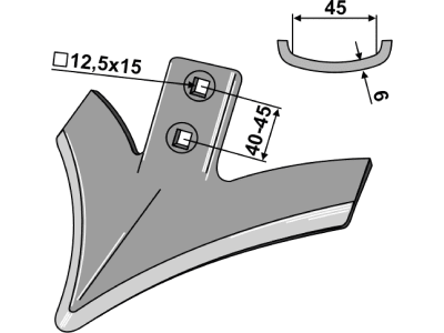 Industriehof® Flügelschar 310 mm für  Grubber "Vibrocut", 101.47UW-12B