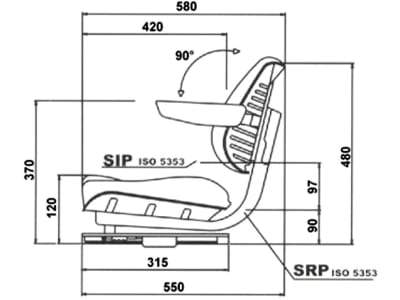 Staplersitz "VS 3Plus" gerade, ungefedert, mit/ohne Sitzkontaktschalter, PVC-Kunstleder, schwarz