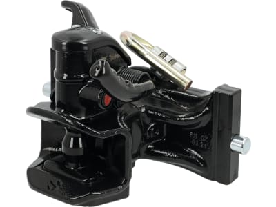 HANS SAUERMANN Zugmaul "HS1700-1KUD-38", automatisch mit Adapterplatte, 330/25/32 mm, Ø Bolzen 38 mm, schwarz, für Anhängebock Traktor, D0.017.8569.3