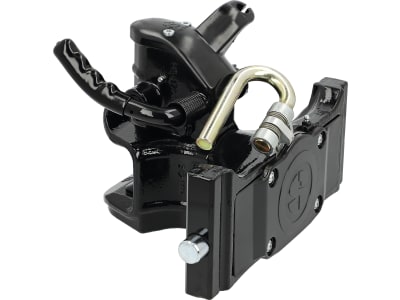 HANS SAUERMANN Zugmaul "HS1700-1KUD-38", automatisch mit Adapterplatte, 330/25/32 mm, Ø Bolzen 38 mm, schwarz, für Anhängebock Traktor, D0.017.8569.3