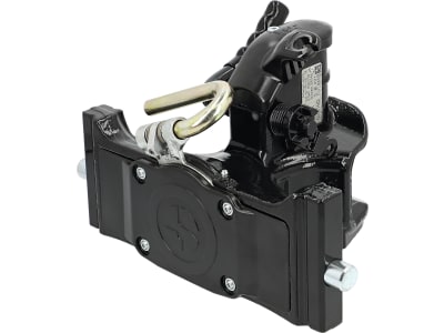 HANS SAUERMANN Zugmaul "HS1700-1KUD-38", automatisch mit Adapterplatte, 330/25/32 mm, Ø Bolzen 38 mm, schwarz, für Anhängebock Traktor, D0.017.8569.3
