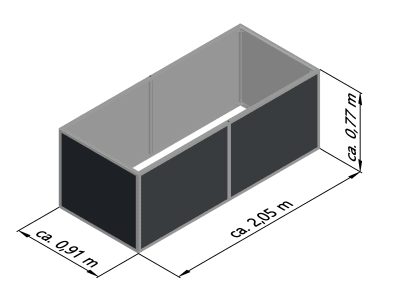 KGT Aluminium-Hochbeet 0,91 x 2,05 x 0,77 m Typ 210 pressblank  Füllmenge:1.400 l
