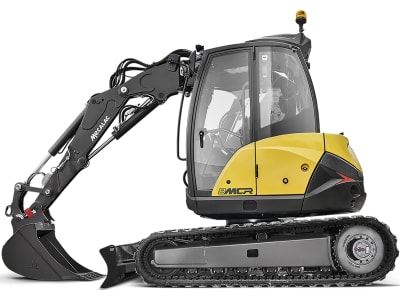 MECALAC Raupenbagger "8MCR" Hubkraft 5.400 daN, Leistung 55,4 kW (75 PS) bei 2.300 min⁻¹, 0 – 10 km/h