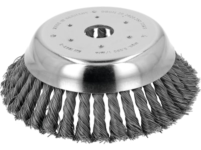 Wildkrautbürste 36 Stahldrahtzöpfe, kegelförmig, Ø 180 mm, Bohrung 25,4 mm, für die Wildkrautentfernung mit einer Motorsense
