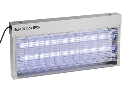 KERBL Fliegenvernichter "Eco Kill Inox IPX4" 2 x 20 W, blau, max. 200 m², Edelstahlgehäuse, spritzwassergeschützt, 299936 KERBL Fliegenvernichter "Eco Kill Inox IPX4" 2 x 20 W, blau, max. 200 m², Edelstahlgehäuse, spritzwassergeschützt, 299936