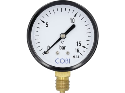 Hücobi Manometer, Anschluss 1/4" unten, 0 bis 16 bar, 8125 006016