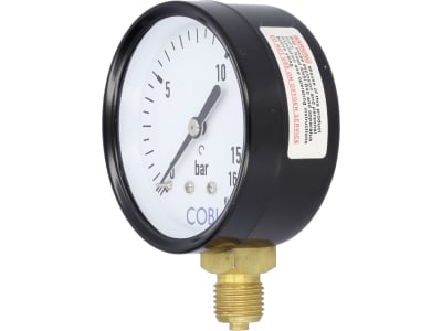 Hücobi Manometer, Anschluss 1/4" unten, 0 bis 16 bar, 8125 006016