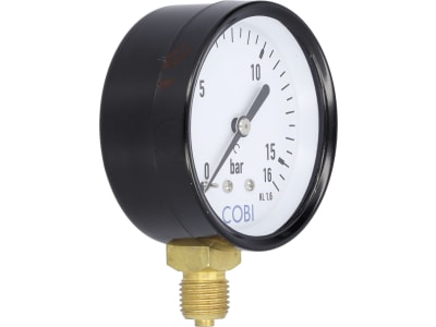 Hücobi Manometer, Anschluss 1/4" unten, 0 bis 16 bar, 8125 006016
