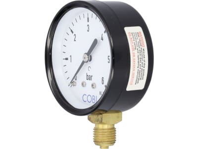 Hücobi Manometer, Anschluss 1/4" unten, 0 bis 6 bar, 8125 006006