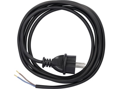 Netzkabel Länge 250 cm Belastbarkeit 2,2 kW, 2 x 1,0 mm², mit vergossenem Schutzkontakt-Stecker