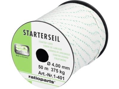 Starterseil Ø 4,0 mm, 50 m, Spule, Außengeflecht mit Innenseele