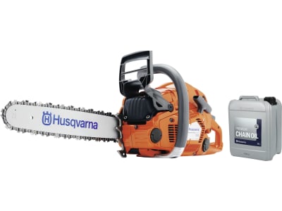Husqvarna® Benzin-Kettensäge "555" 3,1 kW (4,2 PS) Schienenlänge 45 cm, ohne Handschuhe "Funciton Light" mit Sägekettenöl, 9705012-18