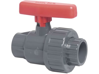 Kugelhahn Mega Safe 525 PVC mit gesicherter Kugel, PVC-U-Hebel/Griff, Hytrel/EPDM-Dichtung Kugelhahn Mega Safe 525 PVC mit gesicherter Kugel, PVC-U-Hebel/Griff, Hytrel/EPDM-Dichtung