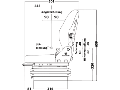 Grammer Traktorsitz "Compacto® Basic W", mechanisch gefedert, High-Performance-Stoff, anthrazit/grün/silber