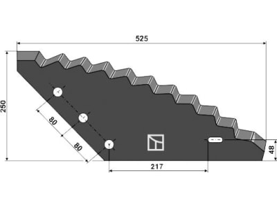 Industriehof® Messer rechts 525 x 250 x 6 mm, für Futtermischwagen Frasto, Logifeed & R.M.H., Luclar, Mutti, Peecon, Schuitemaker, Storti, van Lengerich, Walker, 70-230