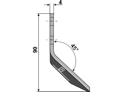Industriehof® Fräsmesserklinge links 90 x 40 x 4 mm, gewinkelt, für Futtermischwagen Walker, 70-124