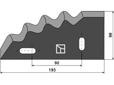 Industriehof® Messer rechts 195 x 90 x 5 mm, Bohrung 13 x 20 mm, für Futtermischwagen Gilioli, Himel, Italmix, Peecon, 70-110