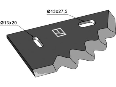 Industriehof® Messer rechts 195 x 90 x 5 mm, Bohrung 13 x 20 mm, für Futtermischwagen Gilioli, Himel, Italmix, Peecon, 70-110