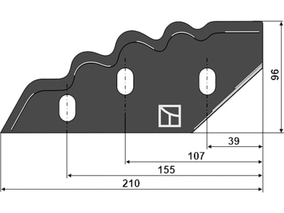 Industriehof® Messer links 210 x 96 x 5 mm, für Futtermischwagen Sgariboldi, 70-279
