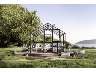 KGT Gewächshaus Ortasia IV  anthrazitgrau Drehtür geteilt (abschließbar) 