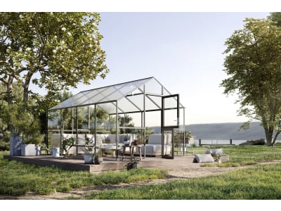 KGT Gewächshaus Ortasia IV  anthrazitgrau Drehtür geteilt (abschließbar) 