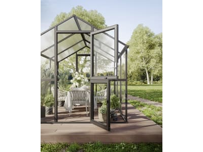 KGT Gewächshaus Ortasia IV  anthrazitgrau Drehtür geteilt (abschließbar) 