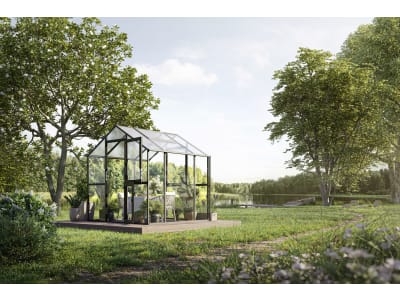 KGT Gewächshaus Aptasia III-s  anthrazitgrau Drehtür geteilt (abschließbar) 