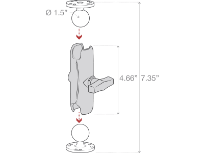 RAM® MOUNTS Verbinder mit C-Kugeln, runden Grundplatten, AMPS-Lochraster, RAM-101U RAM® MOUNTS Verbinder mit C-Kugeln, runden Grundplatten, AMPS-Lochraster, RAM-101U