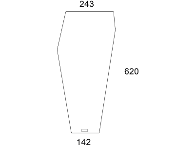 Frontscheibe klar, unten links, für Traktor Deutz-Fahr DX 3, Agroprima, Agroxtra