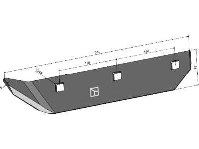 Industriehof® Messer 314 x 62 x 5 mm, Bohrung 14 x 14 mm, für Futtermischwagen Teagle, 70-188