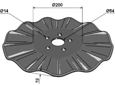 NIAUX 200 Säscheibe 402 x 4,5 mm, LK 120 mm, gewellt, für John Deere, 31-004518