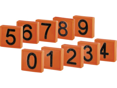 KERBL Halsbandnummer "Set 0 – 9", orange, Kunststoff, 10 St. für Halsmarkierungsbänder bis 4 cm Breite, 207469