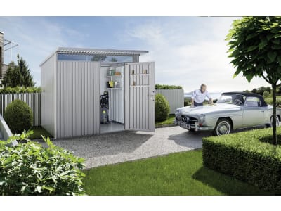 Biohort Gerätehaus AvantGarde mit Pultdach A5 260 x 220 cm silber; metallic Standardtür 