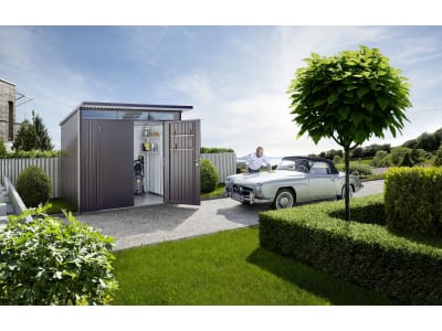 Biohort Gerätehaus AvantGarde mit Pultdach A5 260 x 220 cm dunkelgrau; metallic Doppeltür 