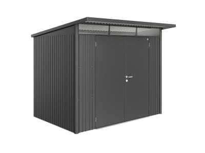 Biohort Gerätehaus AvantGarde mit Pultdach A5 260 x 220 cm dunkelgrau; metallic Doppeltür 