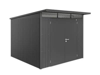 Biohort Gerätehaus AvantGarde mit Pultdach A7 260 x 300 cm dunkelgrau; metallic Doppeltür 