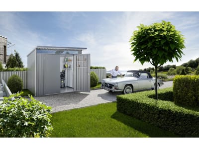 Biohort Gerätehaus AvantGarde mit Pultdach A5 260 x 220 cm quarz-grau; metallic Doppeltür 