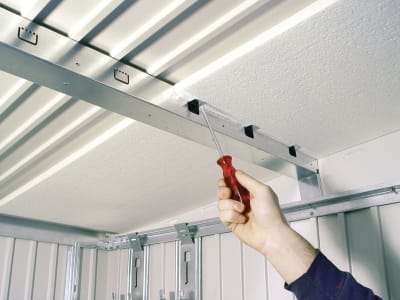 Biohort Gerätehaus AvantGarde mit Pultdach A7 260 x 300 cm quarz-grau; metallic Standardtür 