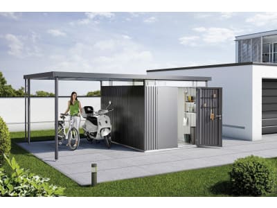 Biohort Gerätehaus HighLine H5 275 x 315 cm dunkelgrau; metallic Doppeltür 