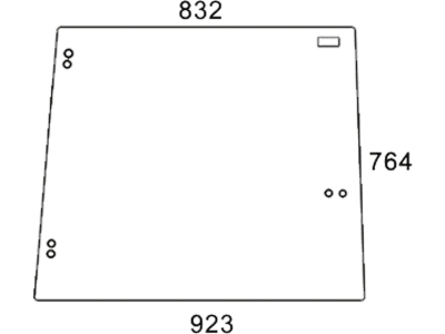 Seitenscheibe, grün, Bohrungen 6, für John Deere 1000, 2000, 3000, 4000, Kabine SG-2 ab Nr. 071269