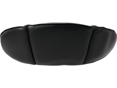 Sitzkissen, schwarz, Kunstleder, 1-teilig mit 20 cm Rücken, Riemenbefestigung Sitzkissen, schwarz, Kunstleder, 1-teilig mit 20 cm Rücken, Riemenbefestigung