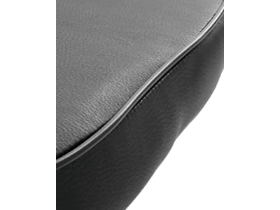 Sitzkissen, schwarz, Kunstleder, 1-teilig mit 20 cm Rücken, Riemenbefestigung Sitzkissen, schwarz, Kunstleder, 1-teilig mit 20 cm Rücken, Riemenbefestigung