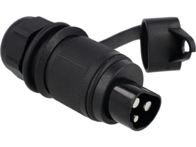 Herth + Buss Stecker 6 – 24 V, 3-polig, mit Kabelverschraubung, Flachsteckanschluss 6,3 mm, 51 305 635